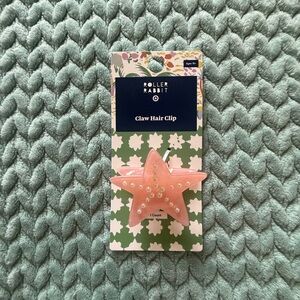 Roller Rabbit Pink Star Claw Hair Clip with Pearl Accents